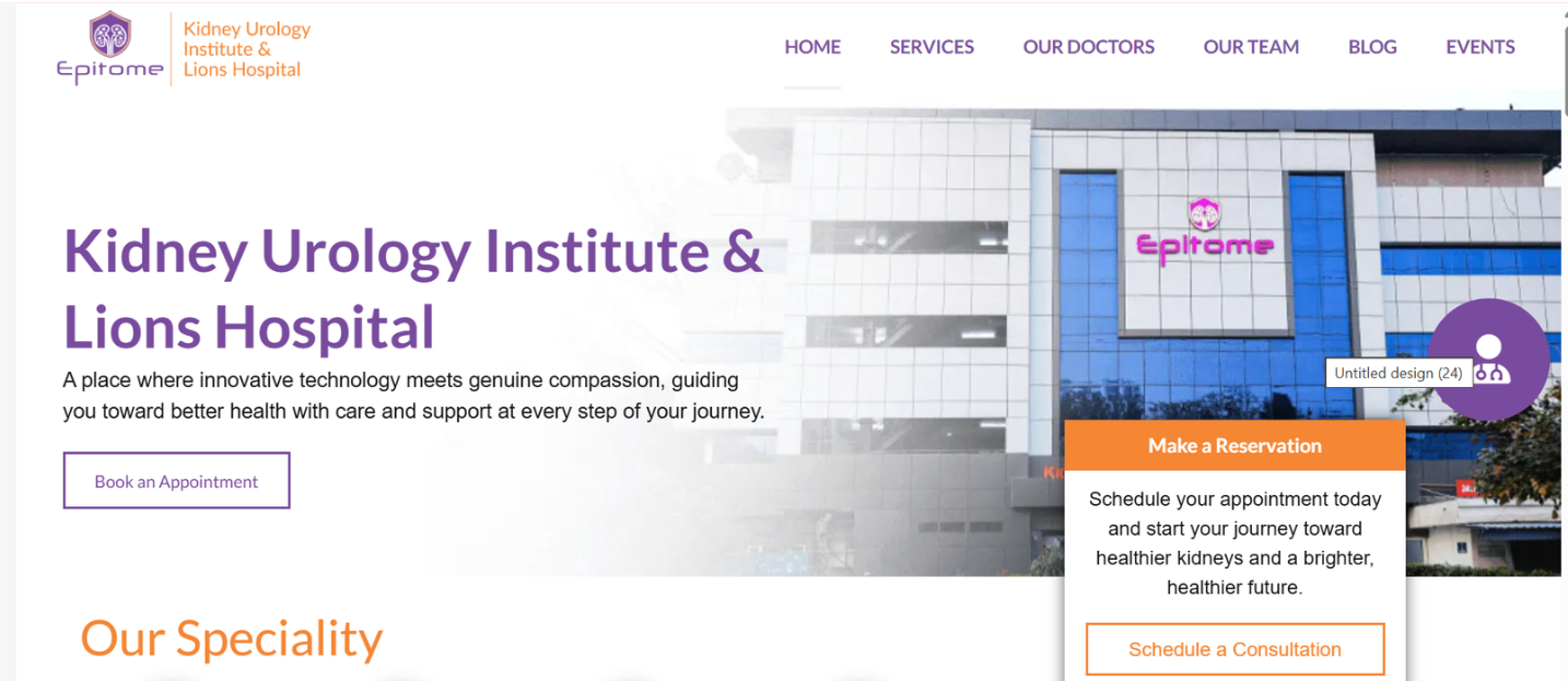 Epitome Hospitals Healthcare Website